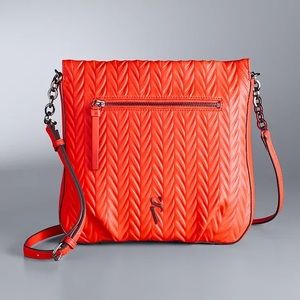 NWT Simply Vera Vera Wang Remsen Crossbody Bag Ruched Orange Hibiscus
